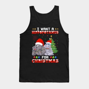 I Want Hippopotamus For Christmas Hippo Lover Xmas Gift Tank Top